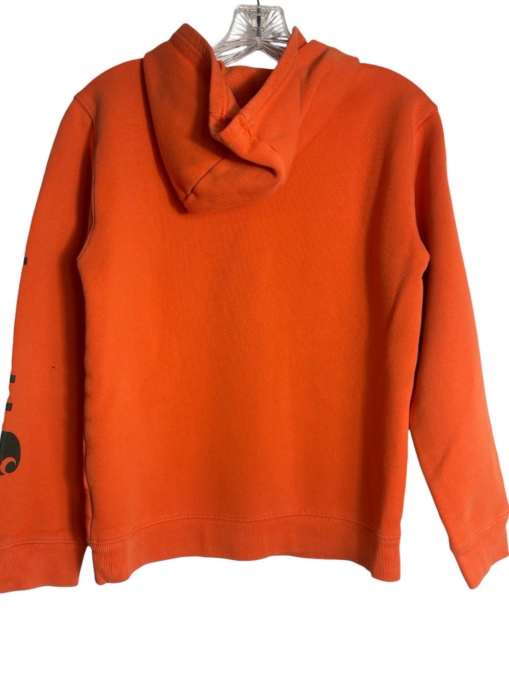 CARHARTT Kid's Orange Hoodie w/ Black Logo Sleeve Size L (14-16) -- Minor holes - Picture 6 of 12
